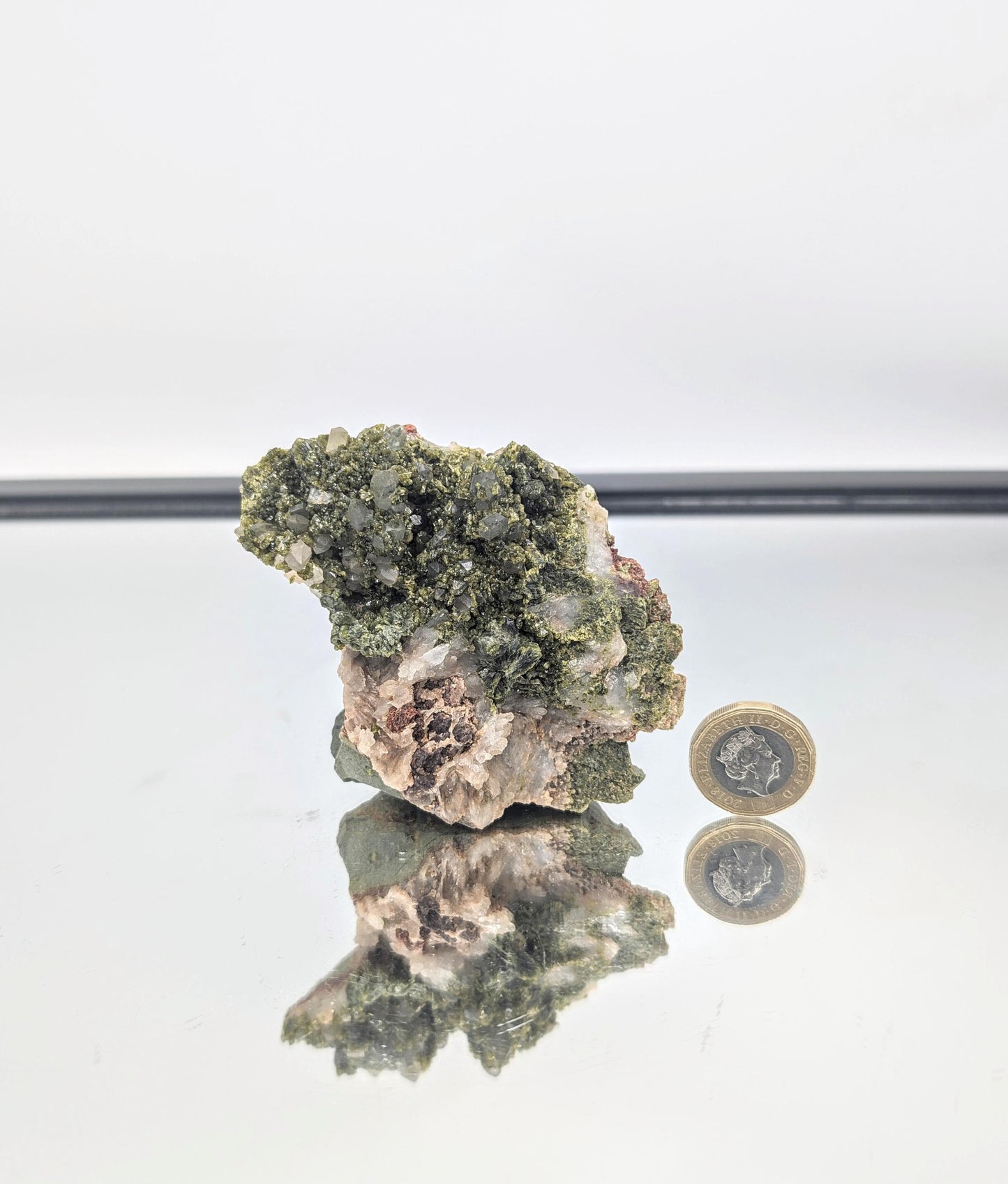 Forest Epidote On Quartz Crystal Fine Mineral (#11)