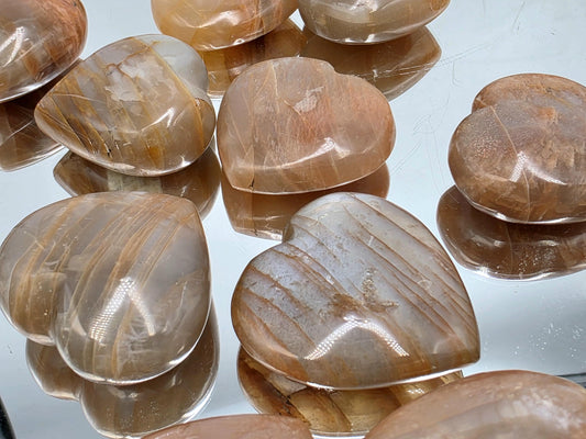 Peach Moonstone Crystal Pocket Heart With Flash