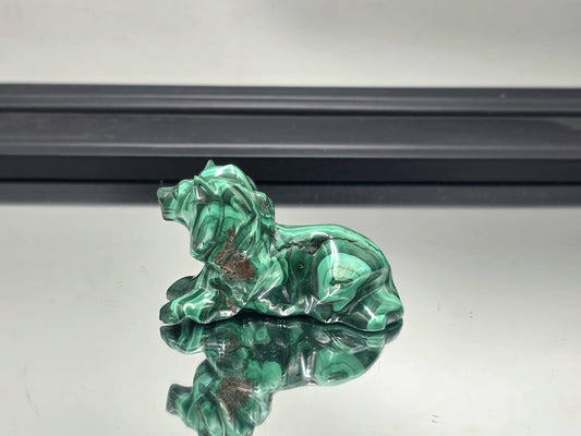 Malachite Crystal Tiger Carving (#3)