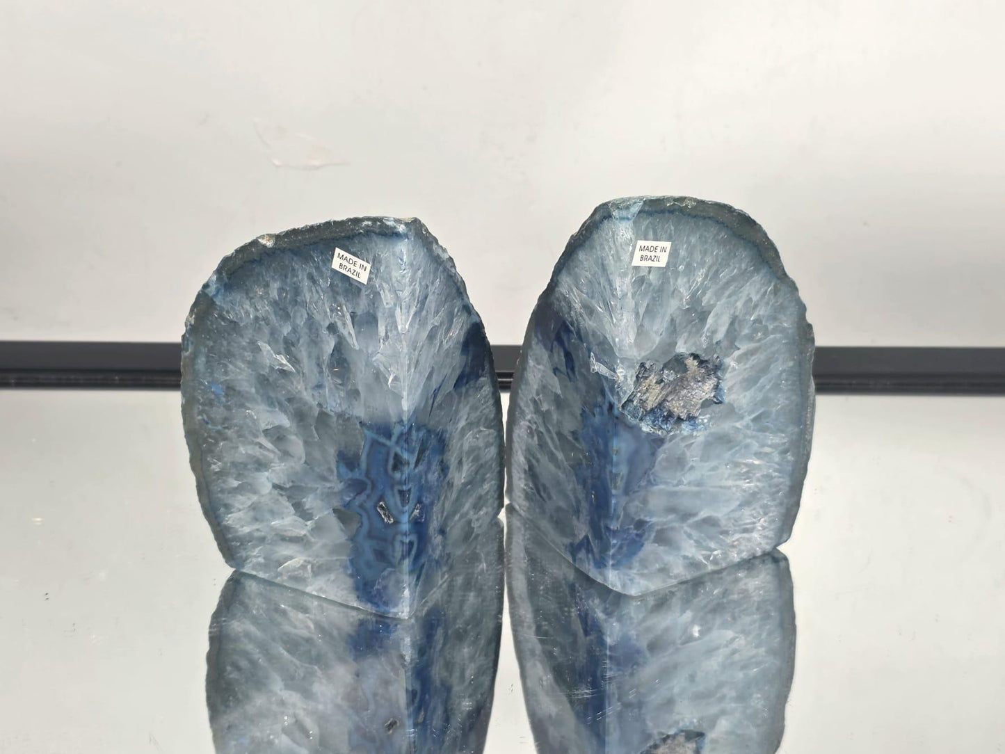 Blue Agate Quartz Crystal Bookends Home Decor Office Gift (#26)