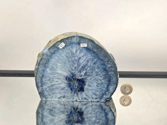 Blue Agate Quartz Crystal Bookends Home Decor Office Gift (#24)