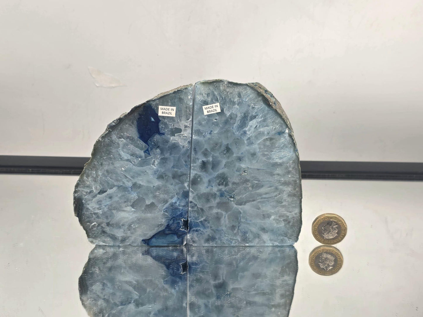 Blue Agate Quartz Crystal Bookends Home Decor Office Gift (#23)