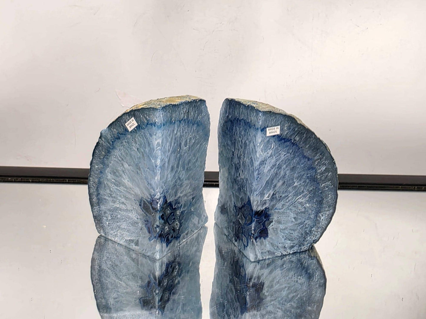 Blue Agate Quartz Crystal Bookends Home Decor Office Gift (#24)
