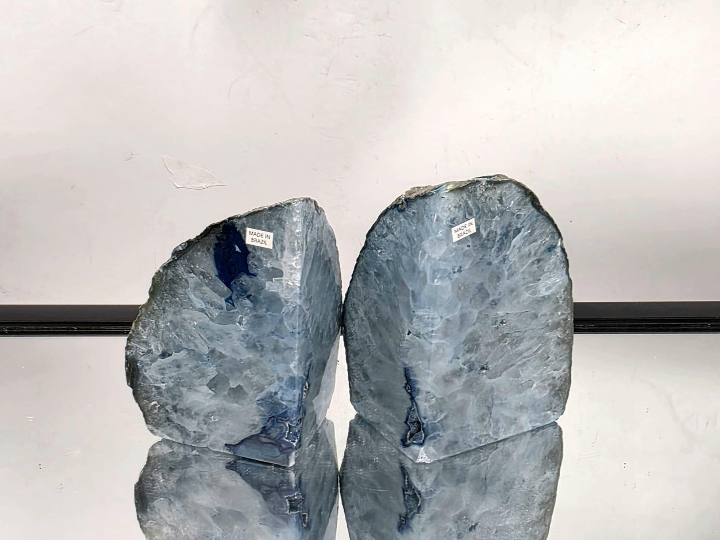 Blue Agate Quartz Crystal Bookends Home Decor Office Gift (#23)