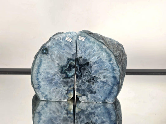Blue Agate Quartz Crystal Bookends Home Decor Office Gift (#20)