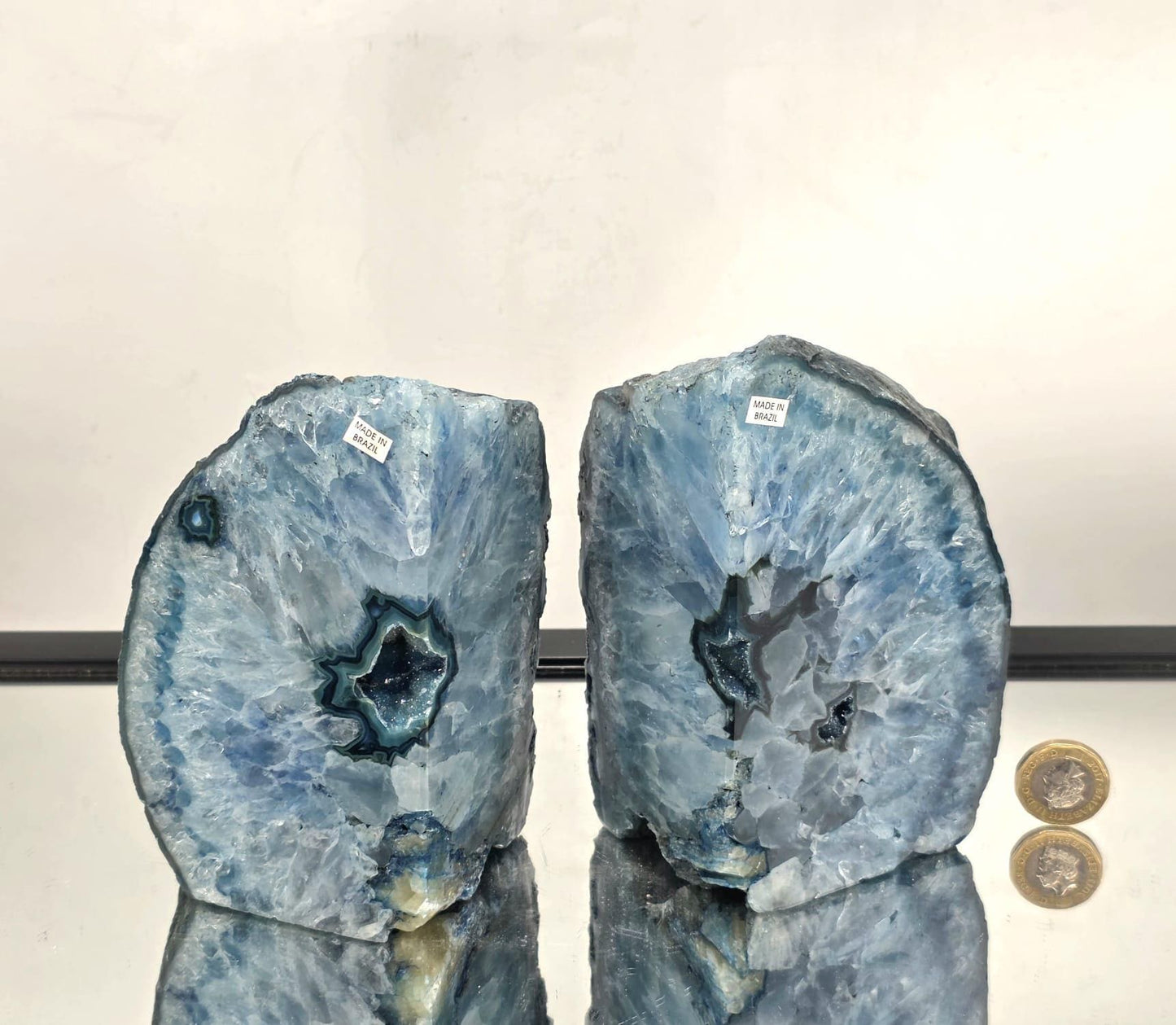 Blue Agate Quartz Crystal Bookends Home Decor Office Gift (#20)