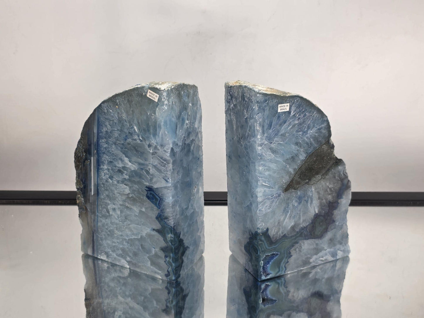 Large Blue Agate Quartz Crystal Bookends Home Decor Office Gift (#19)