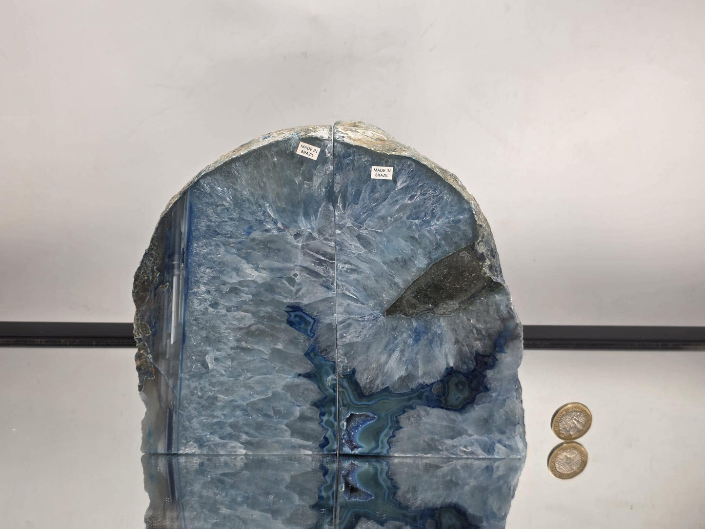 Large Blue Agate Quartz Crystal Bookends Home Decor Office Gift (#19)