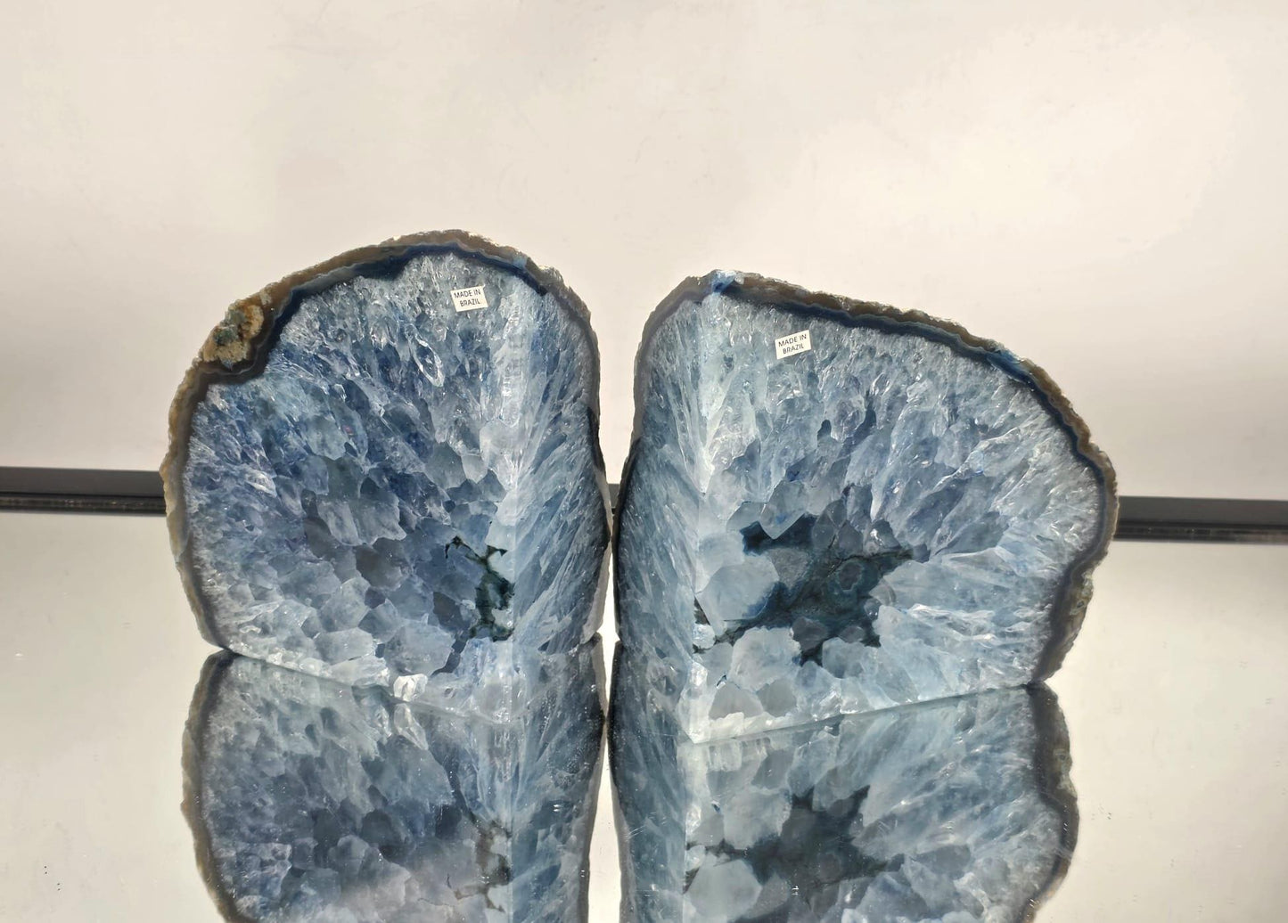 Blue Agate Quartz Crystal Bookends Home Decor Office Gift (#17)