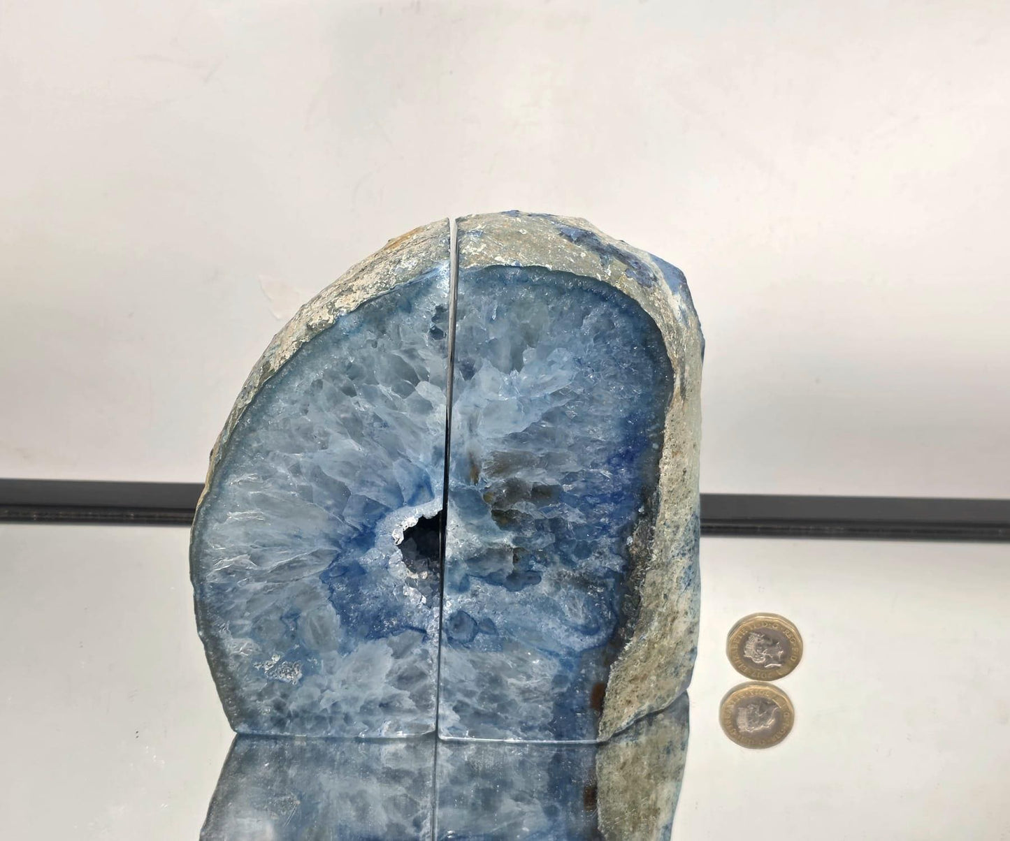 Blue Agate Quartz Crystal Bookends Home Decor Office Gift (#18)