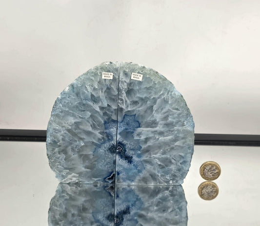 Blue Agate Quartz Crystal Bookends Home Decor Office Gift (#14)
