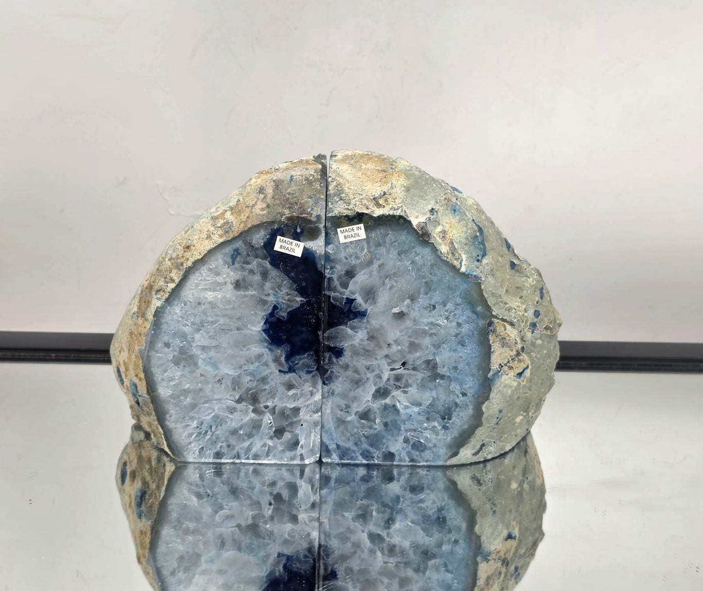 Blue Agate Quartz Crystal Bookends Home Decor Office Gift (#13)