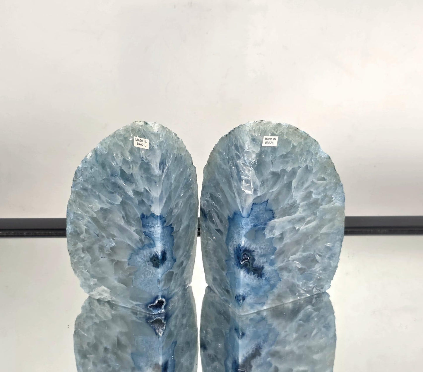 Blue Agate Quartz Crystal Bookends Home Decor Office Gift (#14)