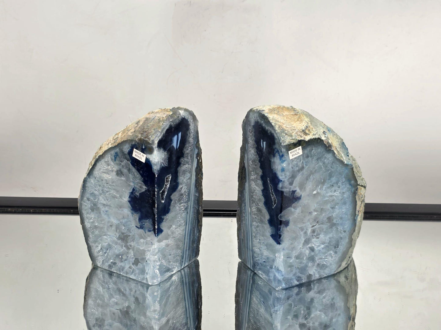 Blue Agate Quartz Crystal Bookends Home Decor Office Gift (#13)