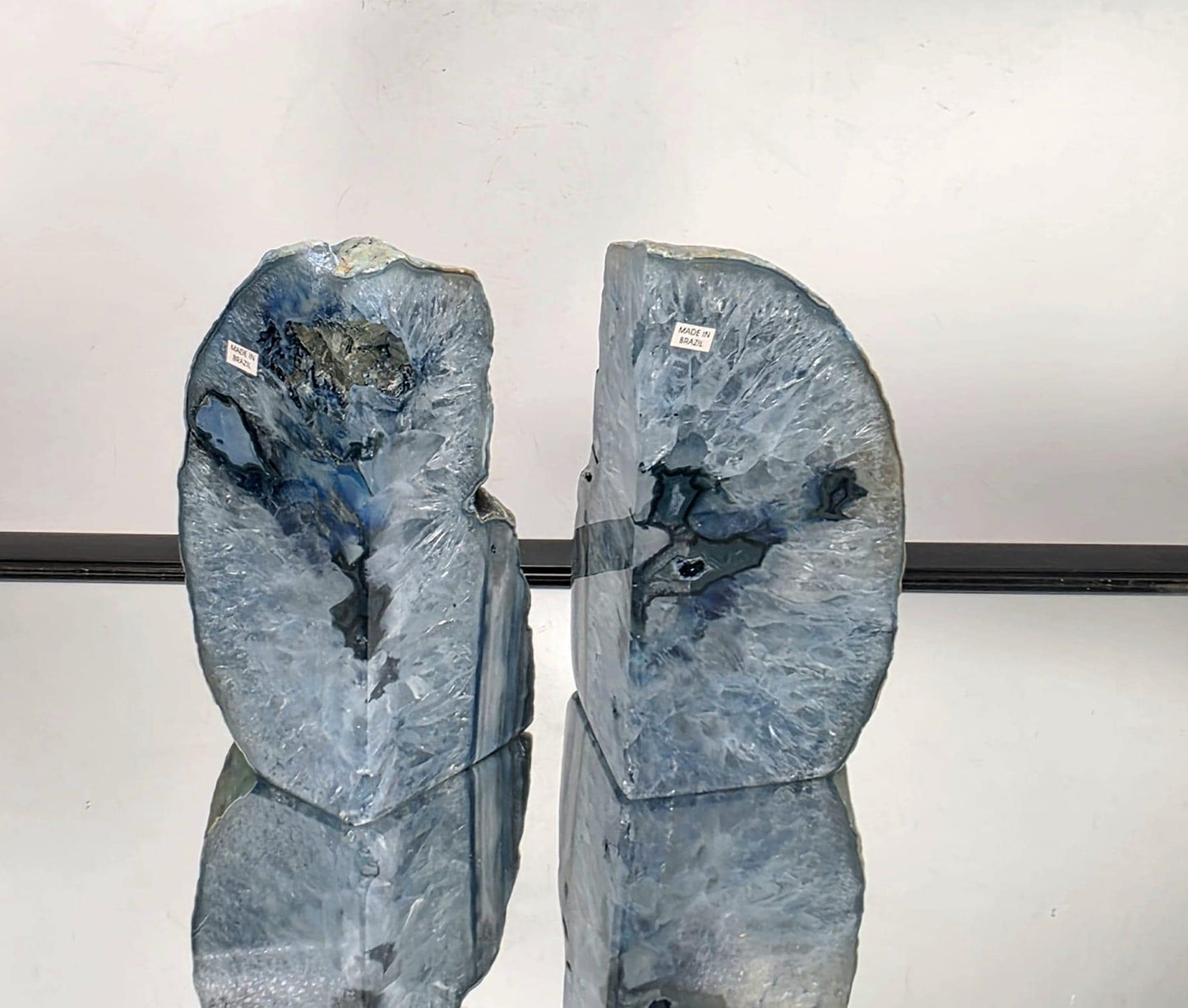 Blue Agate Quartz Crystal Bookends Home Decor Office Gift (#12)