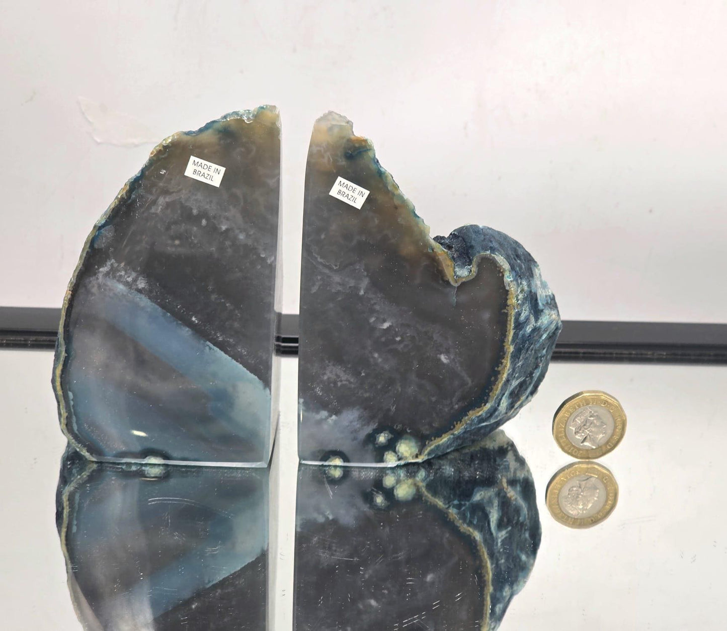 Blue Agate Quartz Crystal Bookends Home Decor Office Gift (#10)