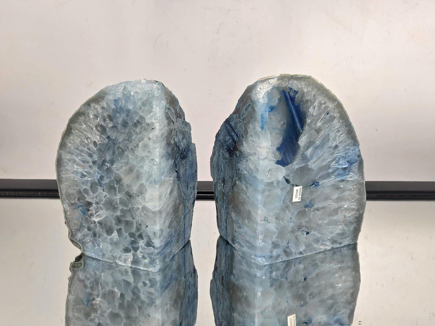 Blue Agate Quartz Crystal Bookends Home Decor Office Gift (#3)