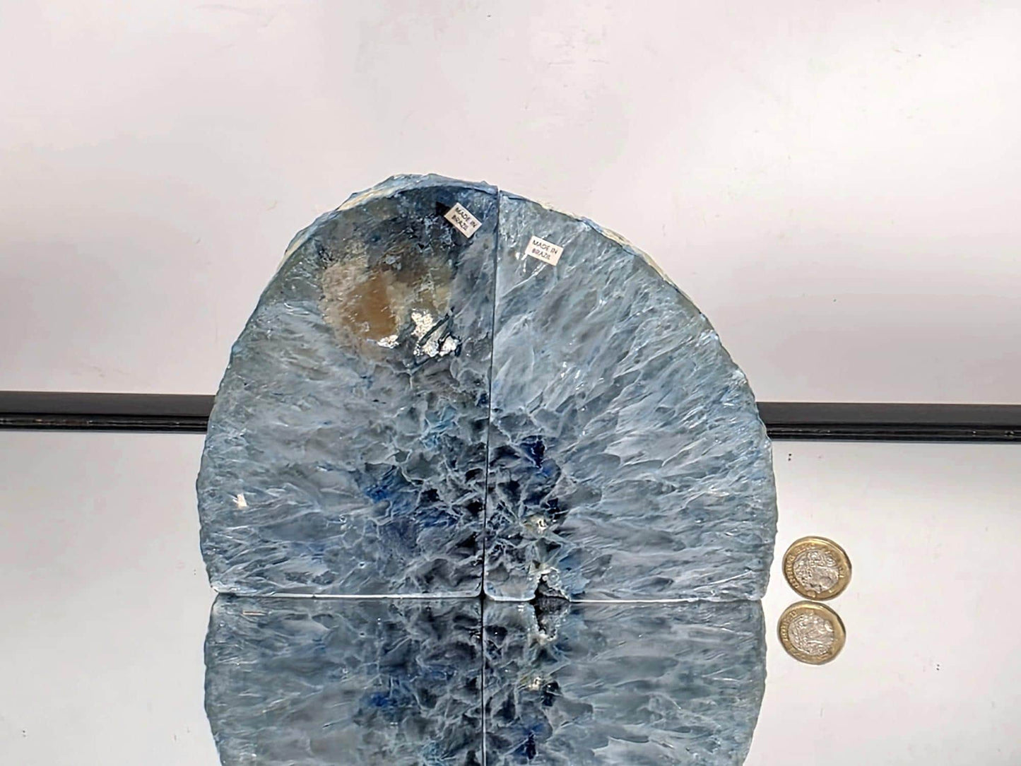 Blue Agate Quartz Crystal Bookends Home Decor Office Gift (#5)