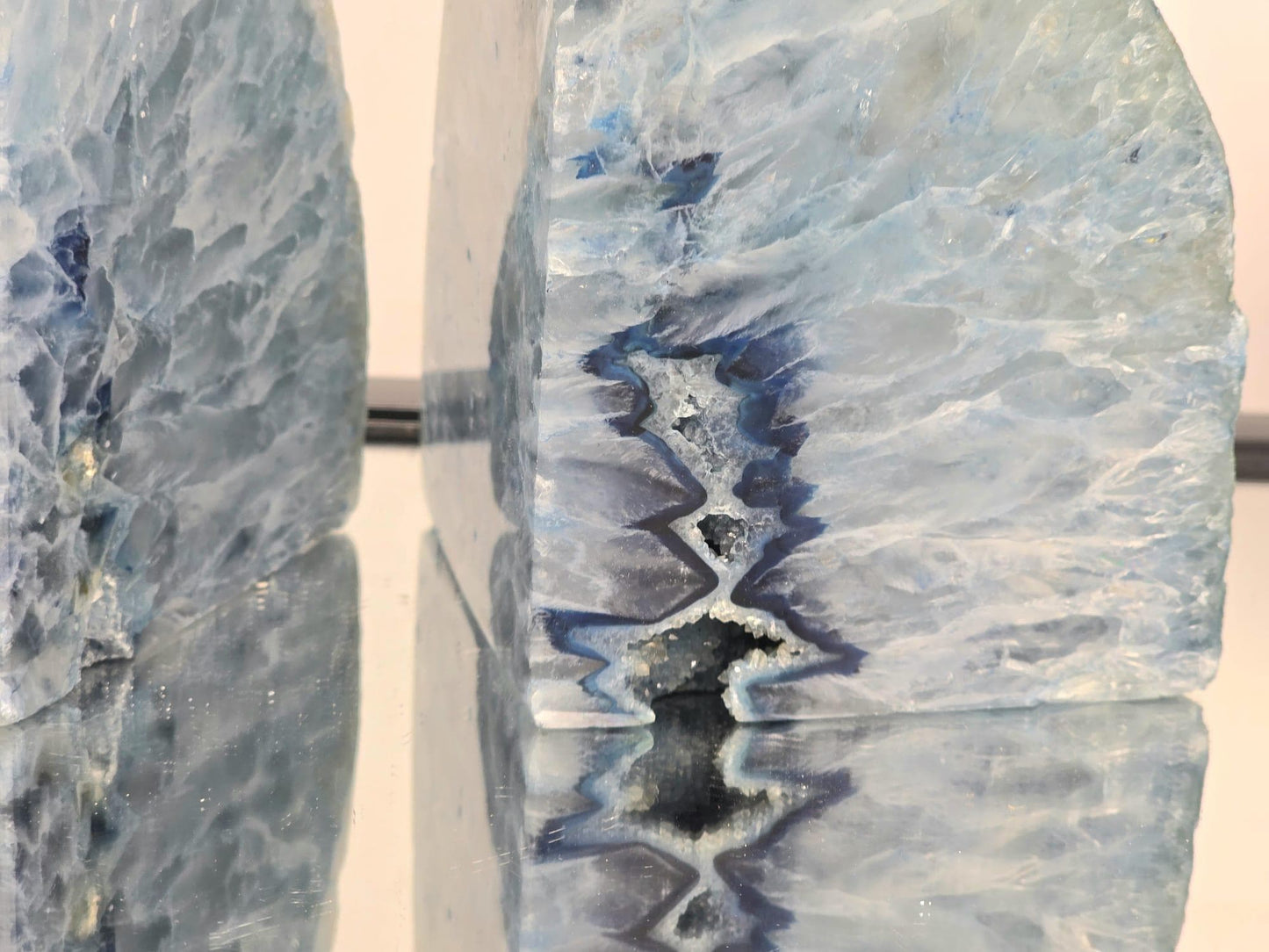Blue Agate Quartz Crystal Bookends Home Decor Office Gift (#5)