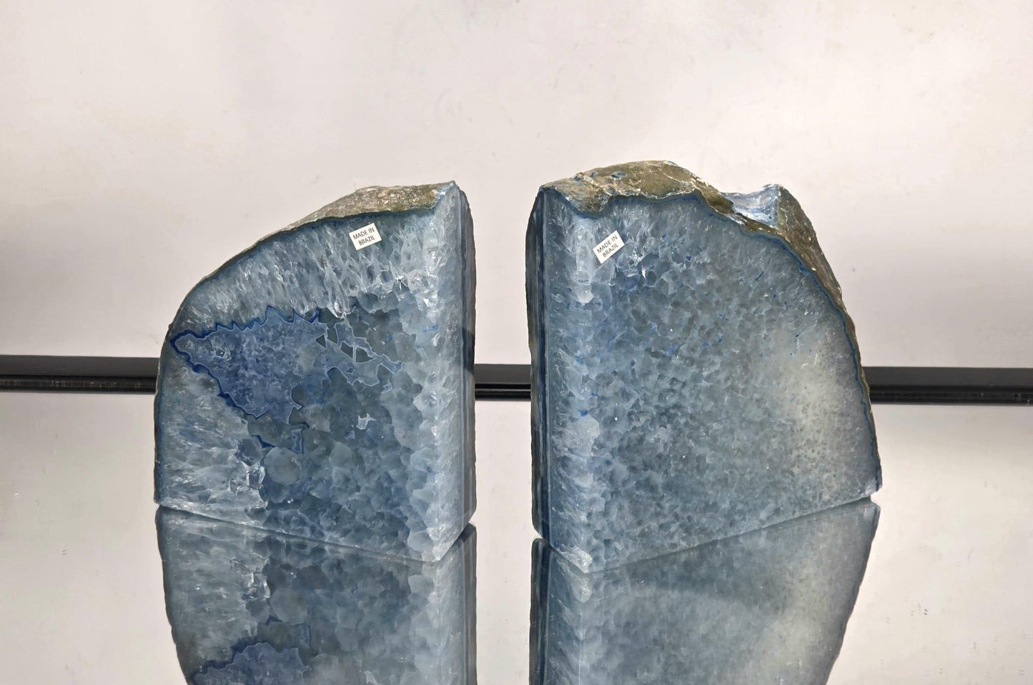 Blue Agate Quartz Crystal Bookends Home Decor Office Gift (#1)