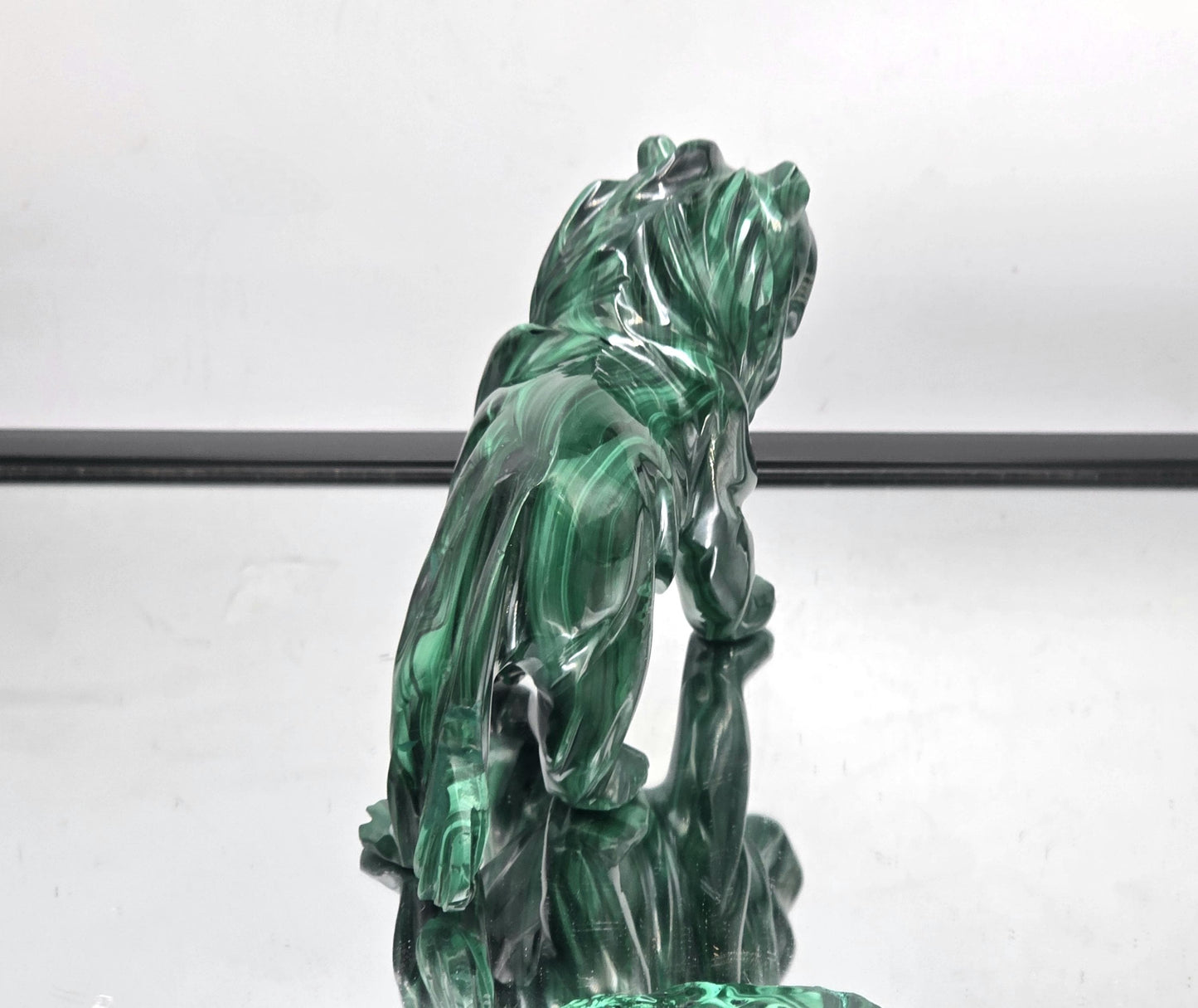 Large Solid Malachite Lion Crystal Carving 1.36KG
