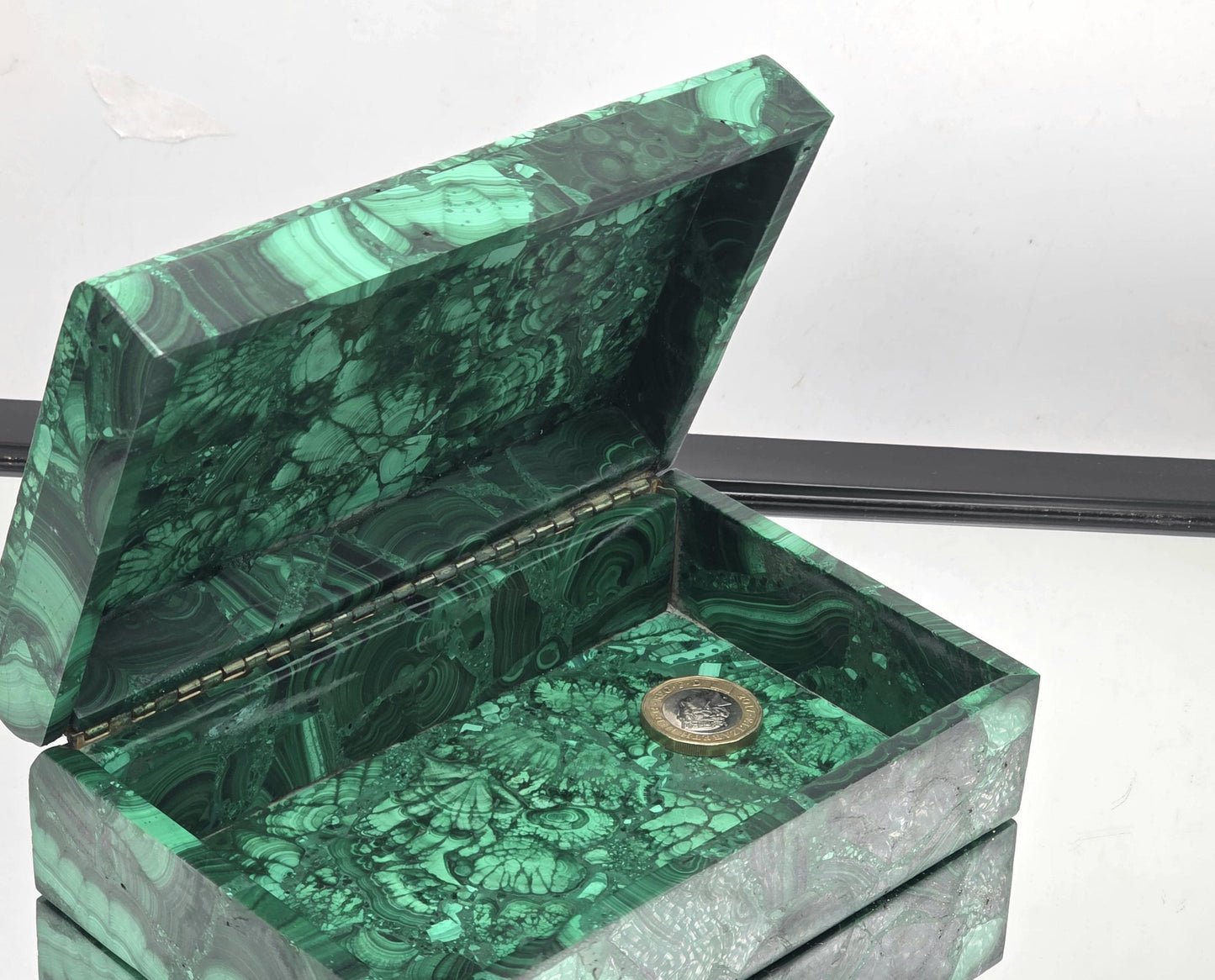 Large Malachite Crystal Jewellery Storage Box (#1)