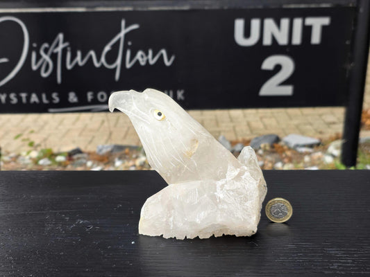 Quartz Crystal Eagle #8 | Hand-Carved in Peru | Natural Quartz | Crystal Sculpture | Unique Gift