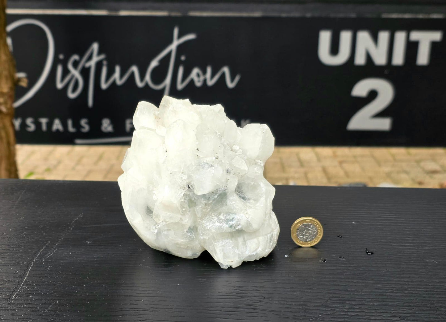 Large Quartz Crystal Skull #7 | Fluorite inclusion | Hand-Carved in Peru | Natural Quartz | Crystal Sculpture | Unique Gift