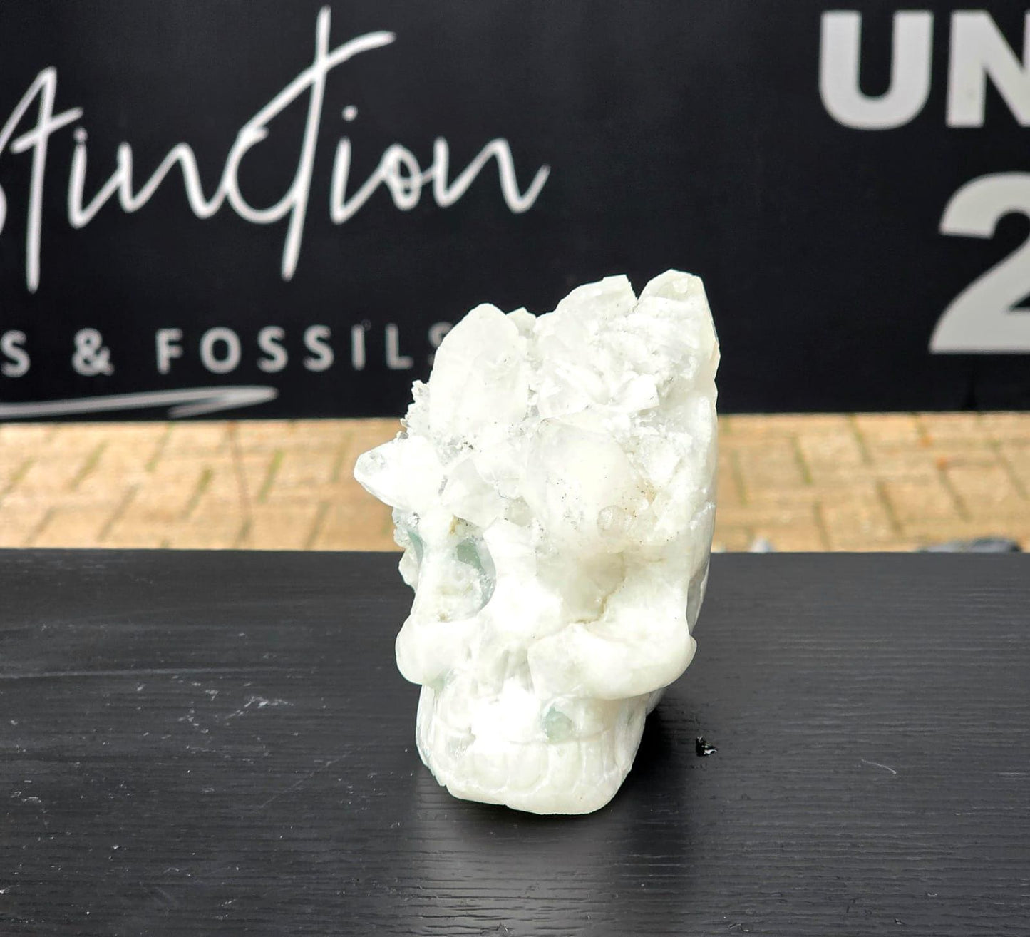 Large Quartz Crystal Skull #7 | Fluorite inclusion | Hand-Carved in Peru | Natural Quartz | Crystal Sculpture | Unique Gift