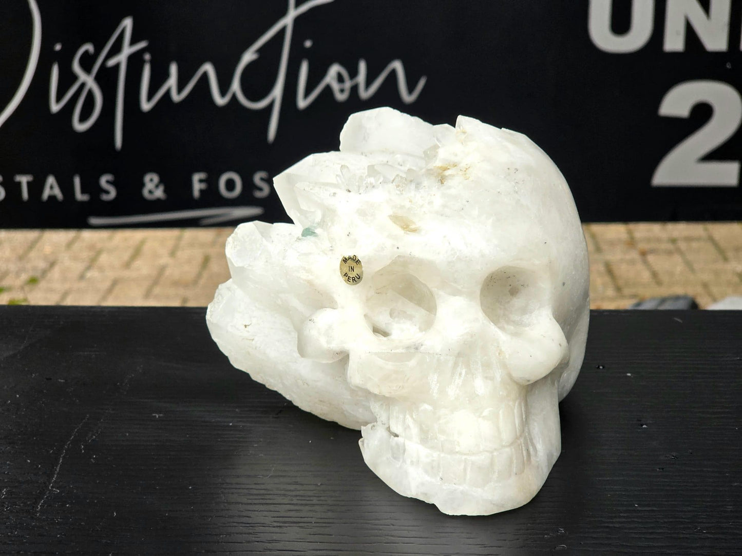 XL Large Quartz Crystal Skull #3 | Fluorite inclusion | Hand-Carved in Peru | Natural Quartz | Crystal Sculpture | Unique Gift