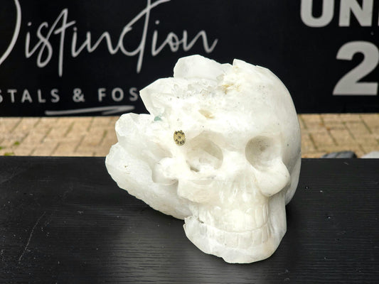 XL Large Quartz Crystal Skull #3 | Fluorite inclusion | Hand-Carved in Peru | Natural Quartz | Crystal Sculpture | Unique Gift