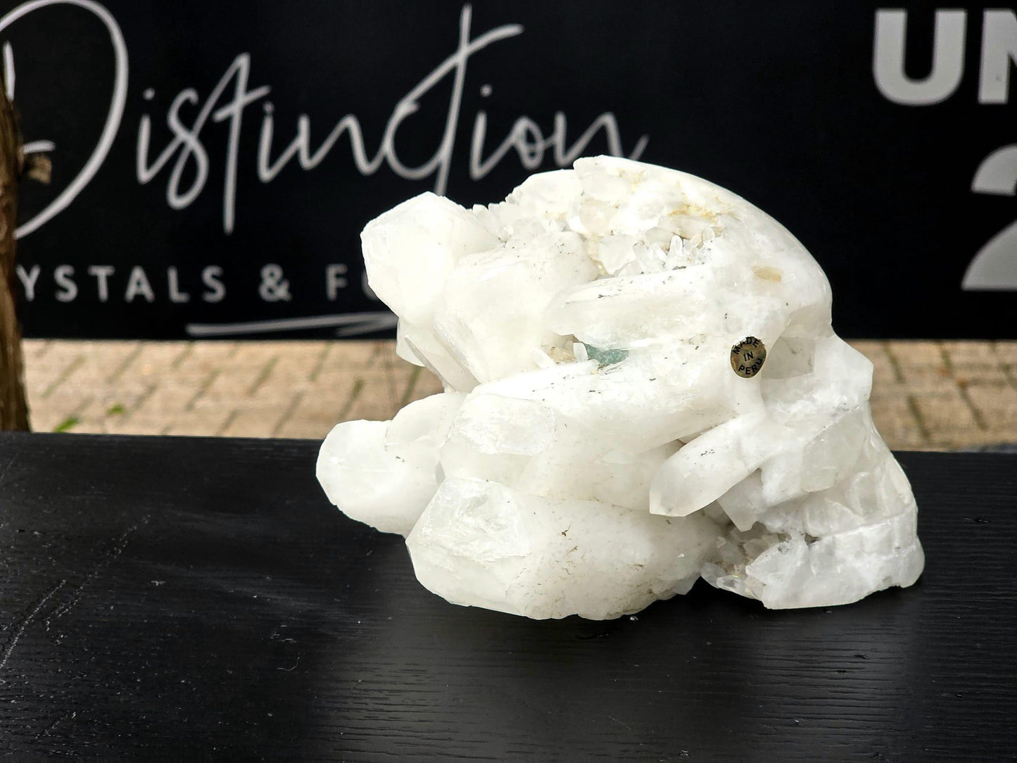 XL Large Quartz Crystal Skull #3 | Fluorite inclusion | Hand-Carved in Peru | Natural Quartz | Crystal Sculpture | Unique Gift