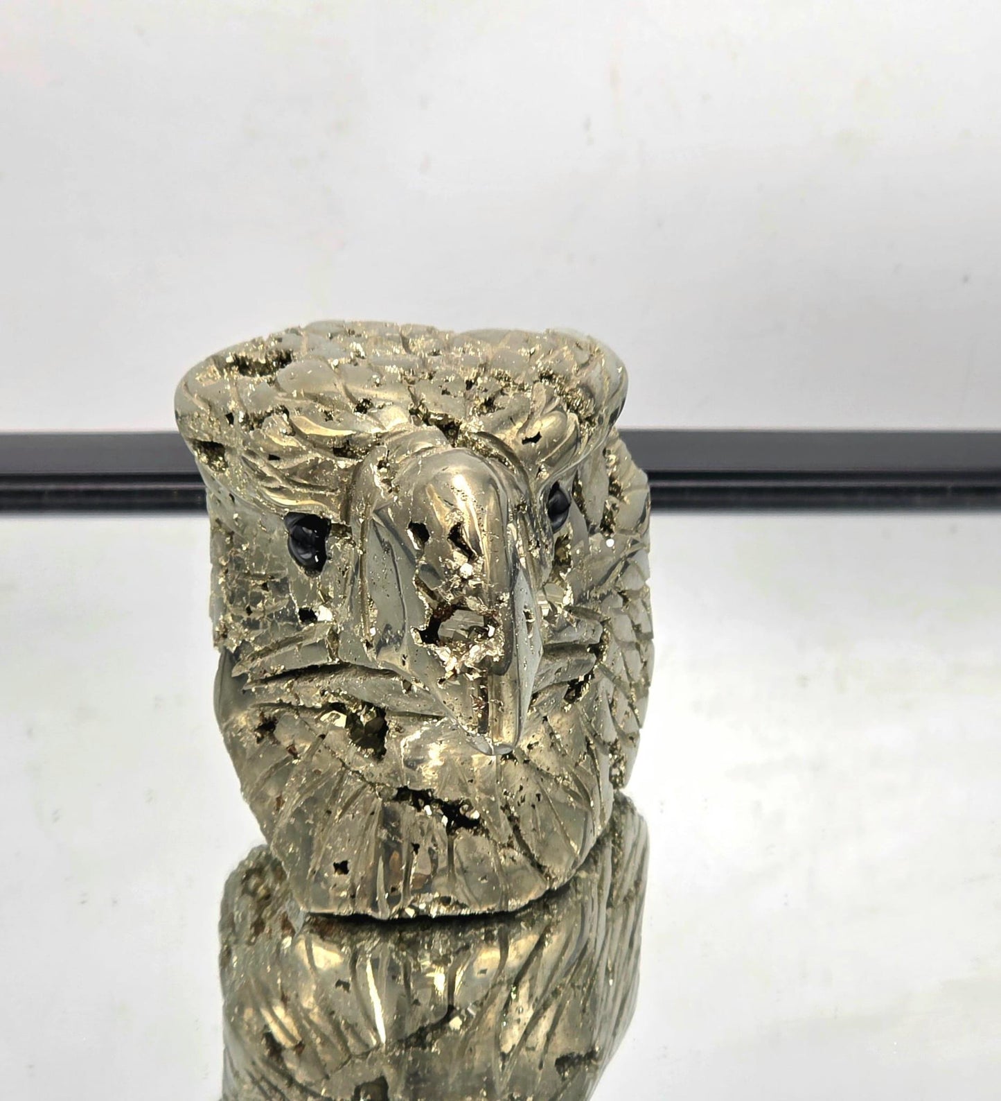 Large Pyrite Eagle Sculpture #7– Hand-Carved Crystal Bird | Pyrite Animal Carving | Natural Pyrite Eagle Decor