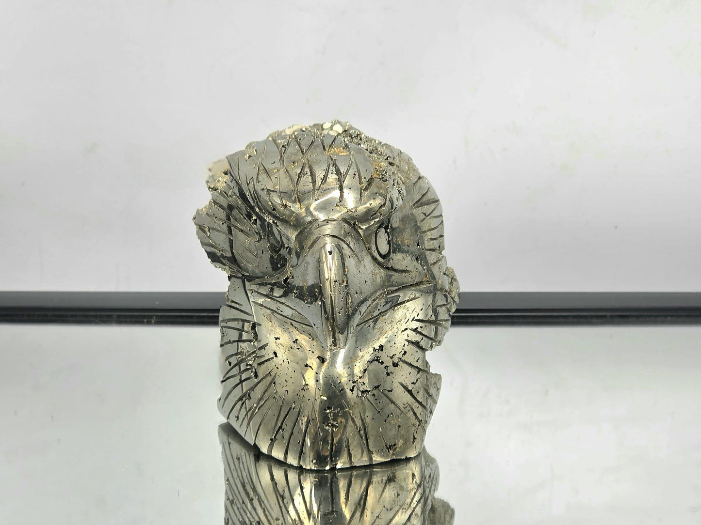 Large Pyrite Eagle Sculpture #4– Hand-Carved Crystal Bird | Pyrite Animal Carving | Natural Pyrite Eagle Decor