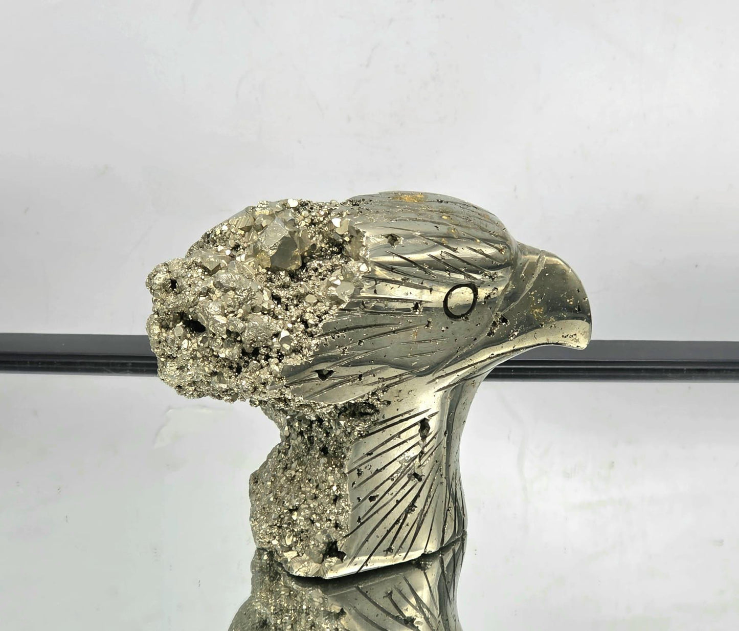 Large Pyrite Eagle Sculpture #4– Hand-Carved Crystal Bird | Pyrite Animal Carving | Natural Pyrite Eagle Decor