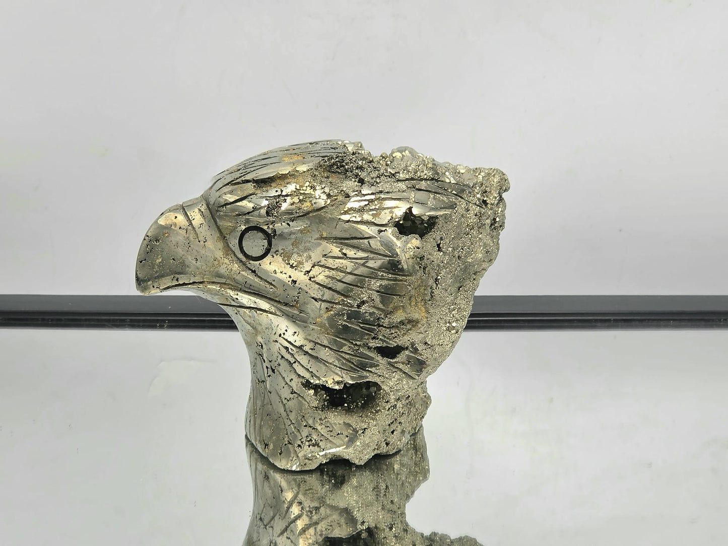 Large Pyrite Eagle Sculpture #4– Hand-Carved Crystal Bird | Pyrite Animal Carving | Natural Pyrite Eagle Decor