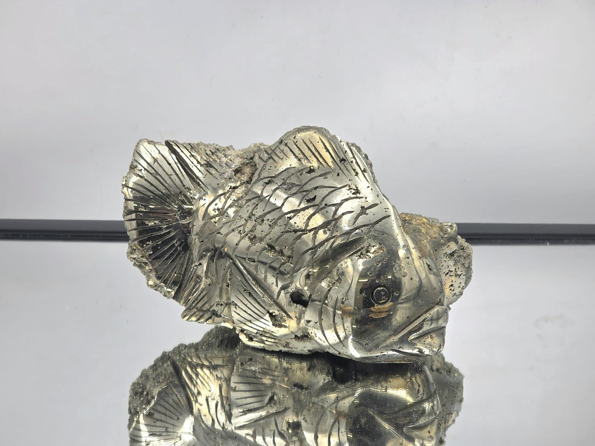 Large Pyrite Fish Sculpture #3 – Hand-Carved Crystal Animal ...