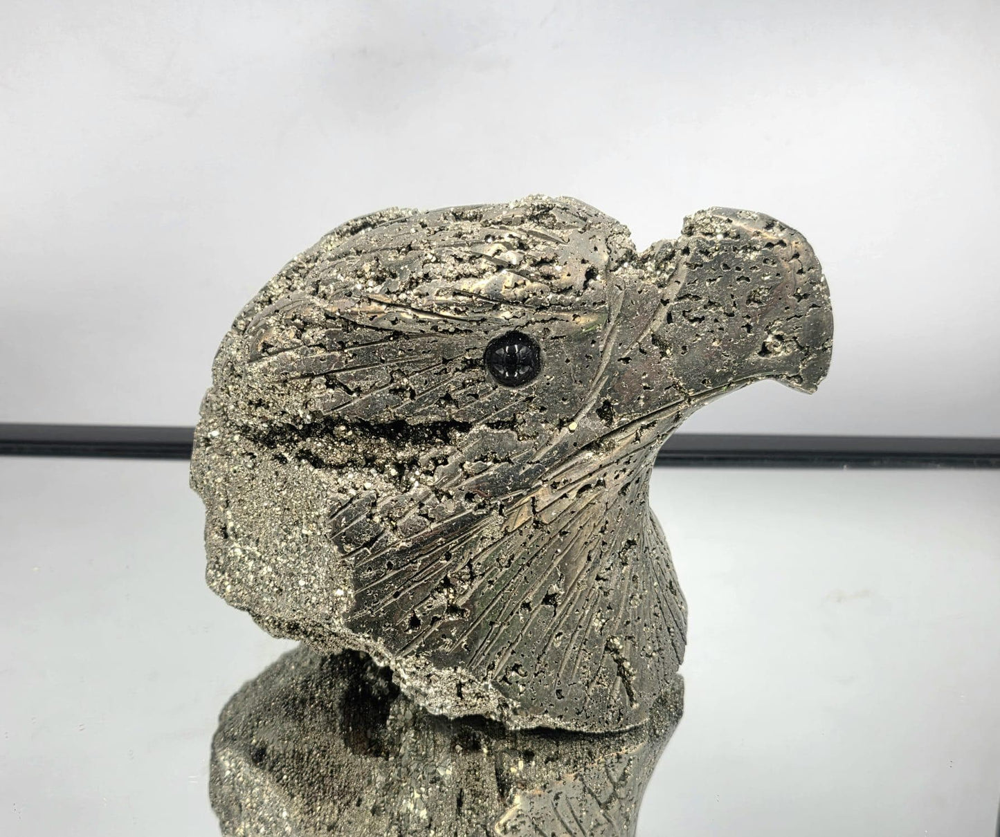 Very Large Pyrite Eagle Sculpture – Hand-Carved Crystal Bird | Pyrite Animal Carving | Natural Pyrite Eagle Decor 6.45kg