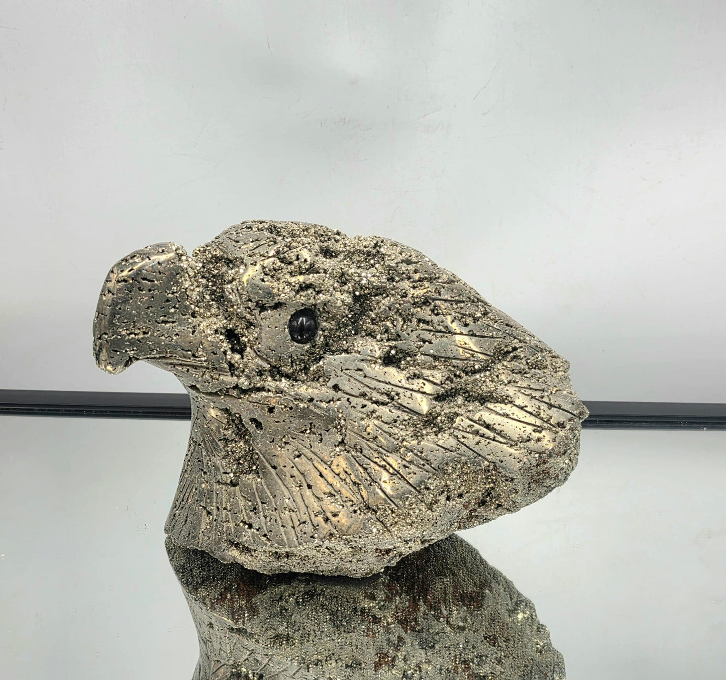 Very Large Pyrite Eagle Sculpture – Hand-Carved Crystal Bird | Pyrite Animal Carving | Natural Pyrite Eagle Decor 6.45kg