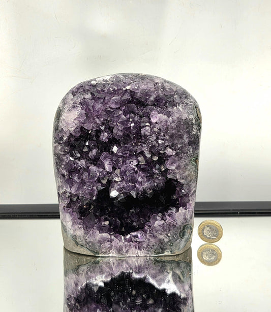 Amethyst Crystal Dark Purple Natural Uruguayan Geode Cutbase (#10)
