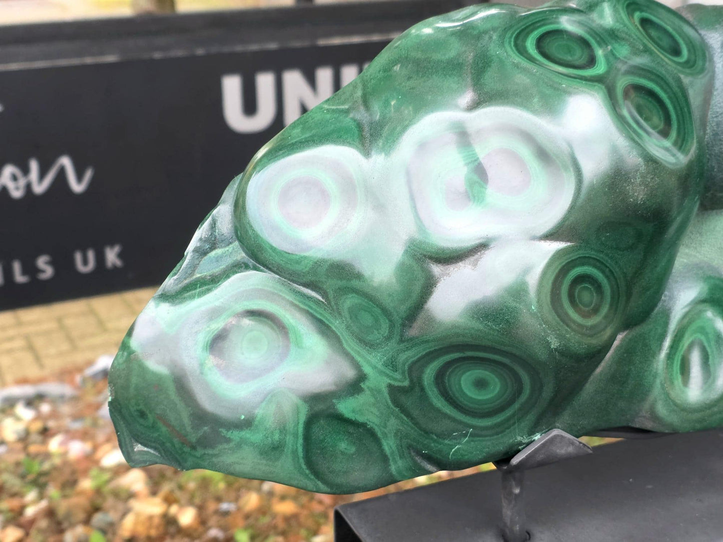 XL Large Malachite Crystal Freeform on Custom Stand | Polished Statement | Luxury Interior Design