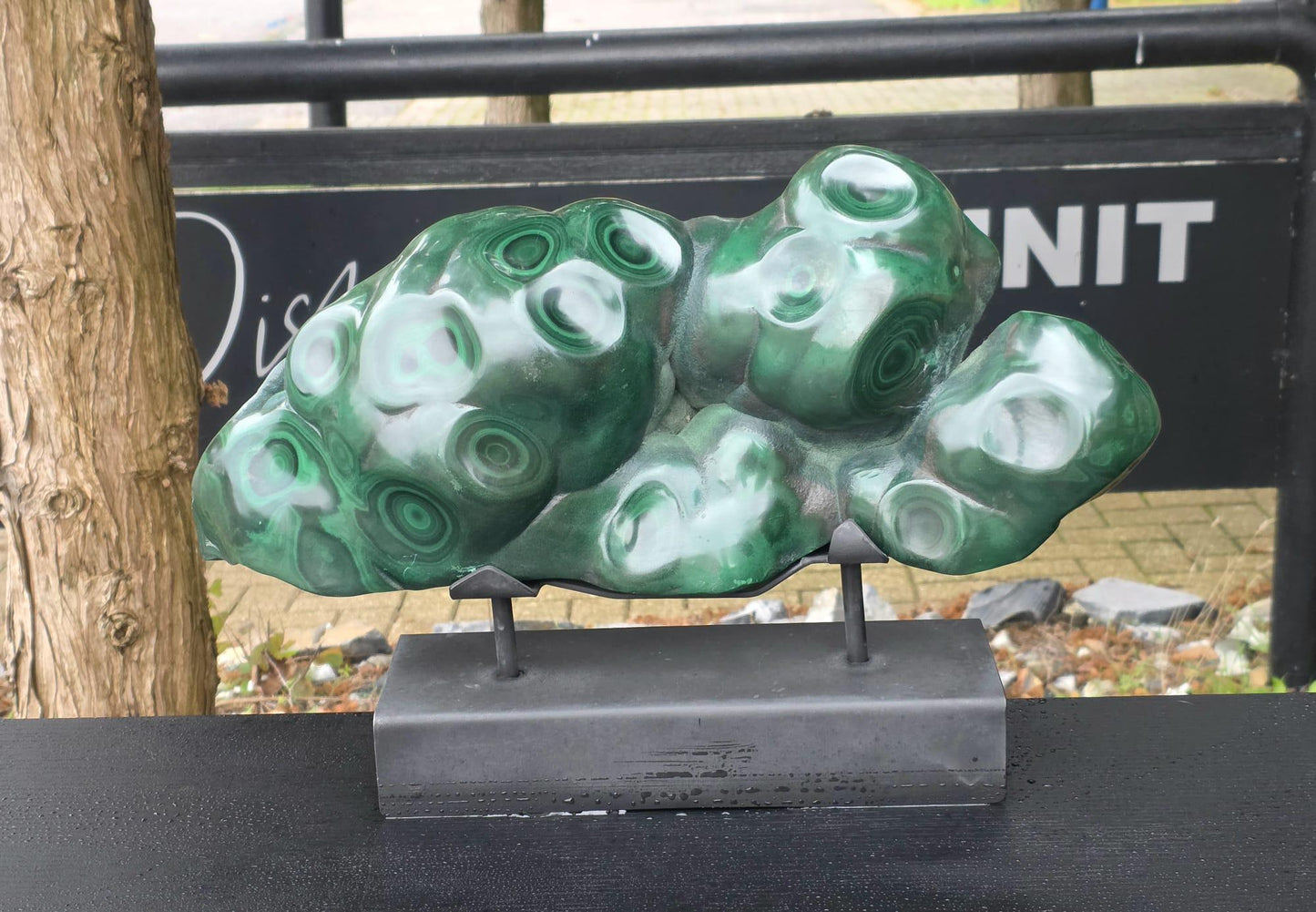 XL Large Malachite Crystal Freeform on Custom Stand | Polished Statement | Luxury Interior Design