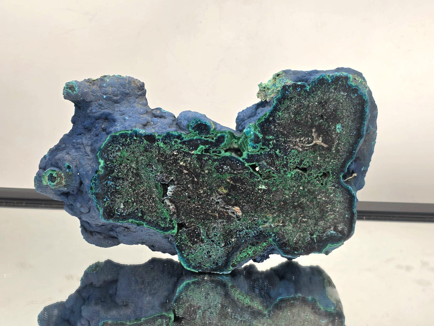 XL Malachite Azurite Crystal Slice – Unique Collector Mineral Specimen