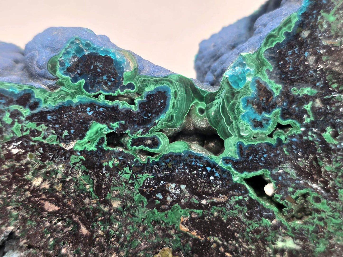 XL Malachite Azurite Crystal Slice – Unique Collector Mineral Specimen