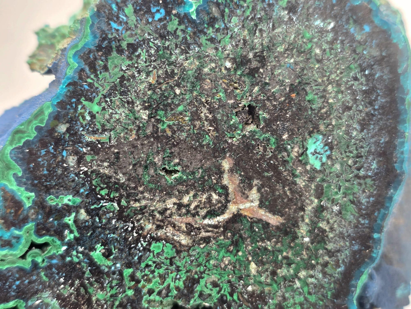 XL Malachite Azurite Crystal Slice – Unique Collector Mineral Specimen