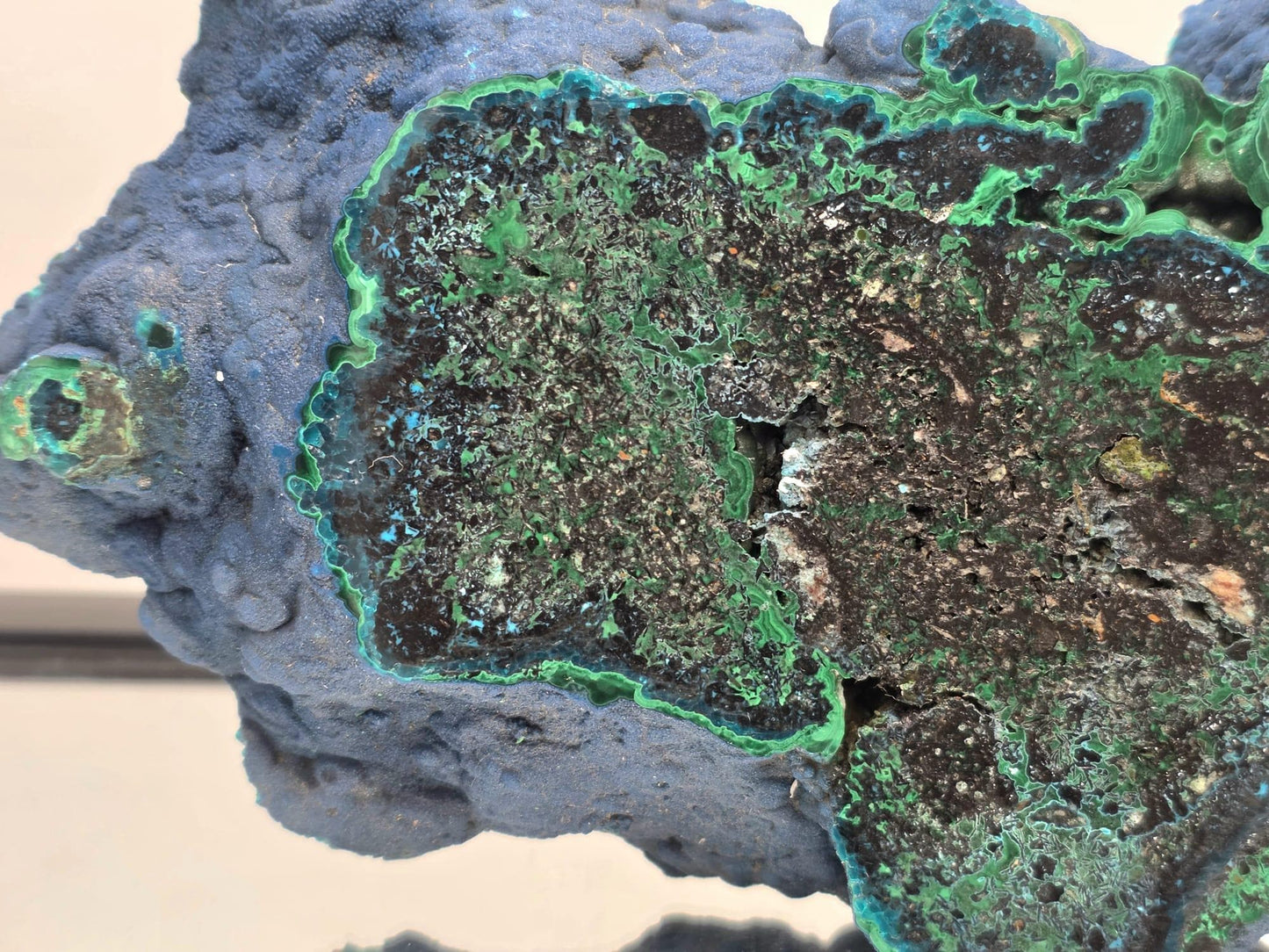 XL Malachite Azurite Crystal Slice – Unique Collector Mineral Specimen