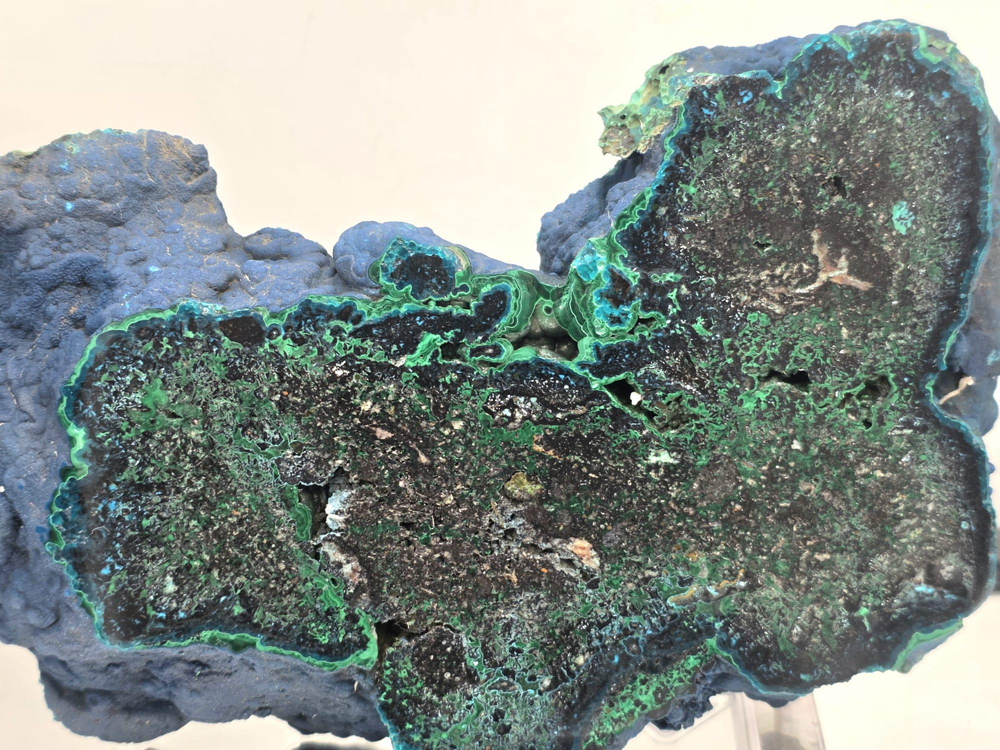 XL Malachite Azurite Crystal Slice – Unique Collector Mineral Specimen