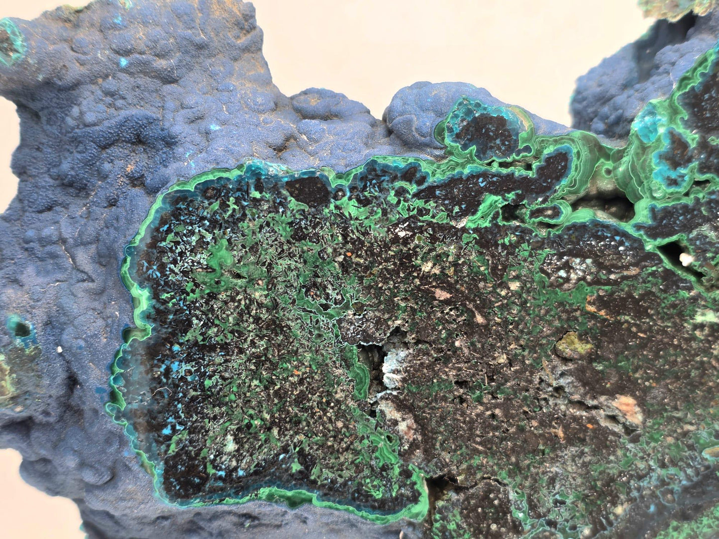 XL Malachite Azurite Crystal Slice – Unique Collector Mineral Specimen
