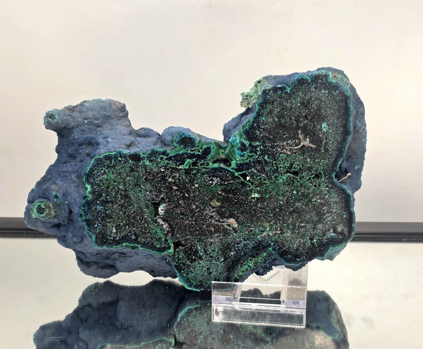 XL Malachite Azurite Crystal Slice – Unique Collector Mineral Specimen