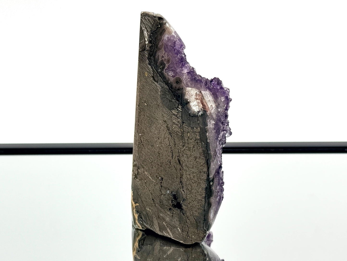 Large Uruguayan Amethyst Crystal Geode (AMU28) showcasing polished sides and violet quartz features.